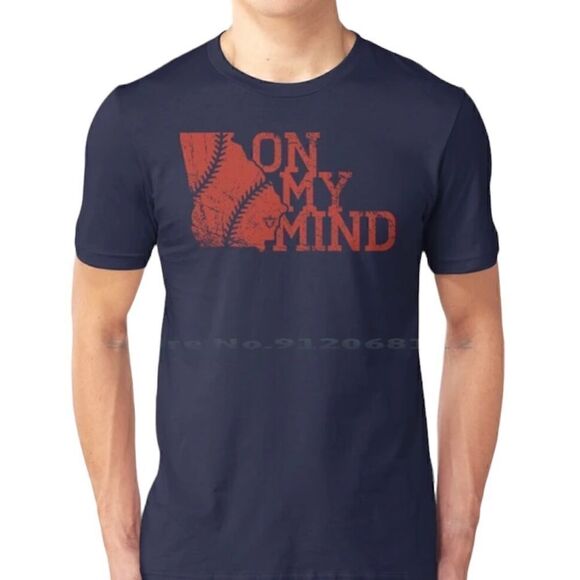 On My Mind T Shirt 100% Cotton Georgia Baseball Braves Glove - S/P/CH - Picture 1 of 5